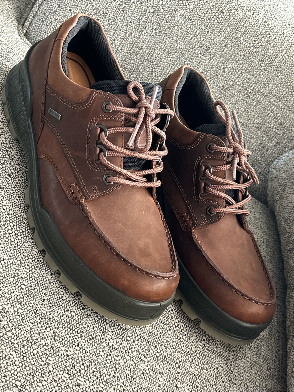 Ecco Brown Leather Lace-Up Casual Shoes
